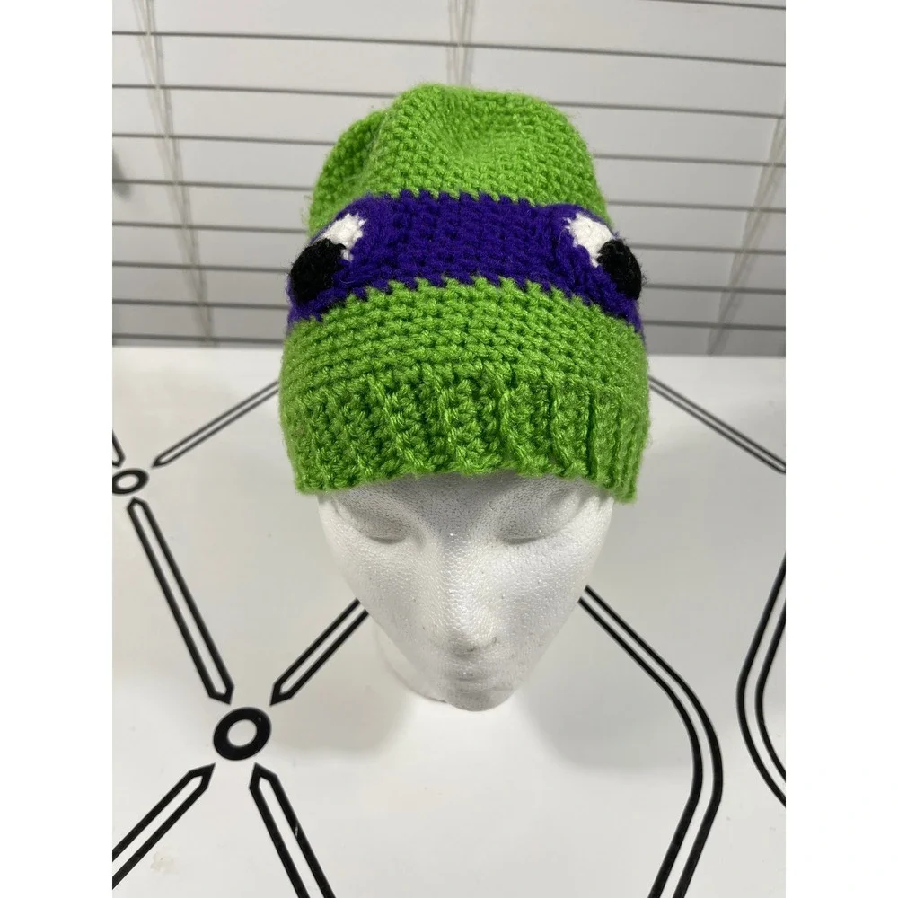 Teenage Mutant Ninja Turtles Beanie‎ Hat Crochet Green Purple Kids